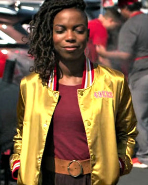 Home Economics S02 Sasheer Zamata Golden Bomber Jacket