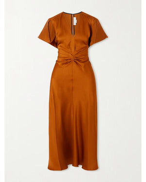 Reasonable Doubt S04 Emayatzy Corinealdi Bronze Satin Dress - view 2