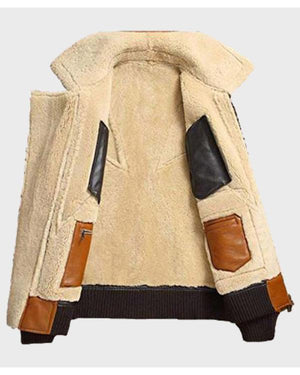Men's Sheepskin Shearling Bomber Leather Jacket - view 4