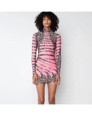 Real Housewives of NYC Carole Radziwill Pink Ruched Print Dress - view 6