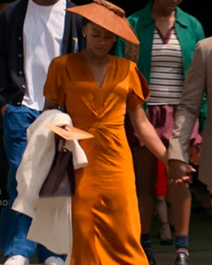 Reasonable Doubt S04 Emayatzy Corinealdi Bronze Satin Dress