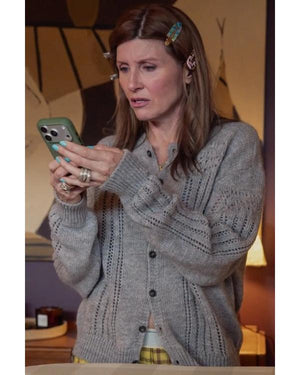 Youth S01 Sharon Horgan Grey Pointelle Knit Cardigan