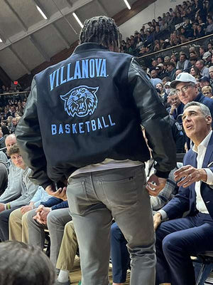 Jalen Brunson Villanova Black Varsity Jacket - side view
