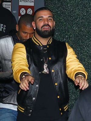 Drake Yellow Black Varsity Jacket - back view