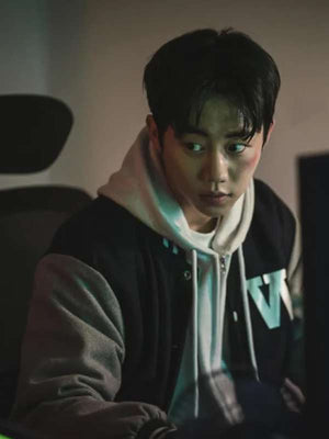 Bae Jeong Min a Shop for Killers Varsity Jacket - back view