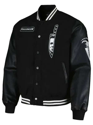 Michael Myers Black Varsity Jacket - back view