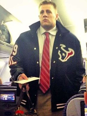 JJ Watt Houston Texans Varsity Jacket - back view