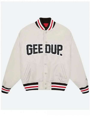 Geedup White Varsity Jacket - back view