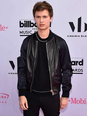Ansel Elgort Varsity Jacket - side view