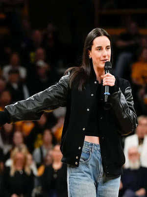 Caitlin Clark Indiana Fever 2025 Black Varsity Jacket - back view