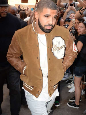 Drake Brown Varsity Jacket - back view
