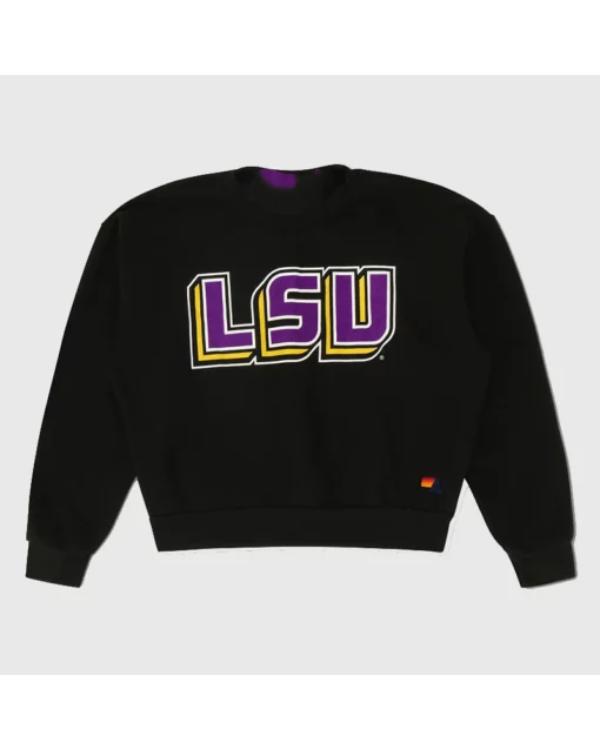 Relaxed Crewneck Black Fleece Sweatshirt