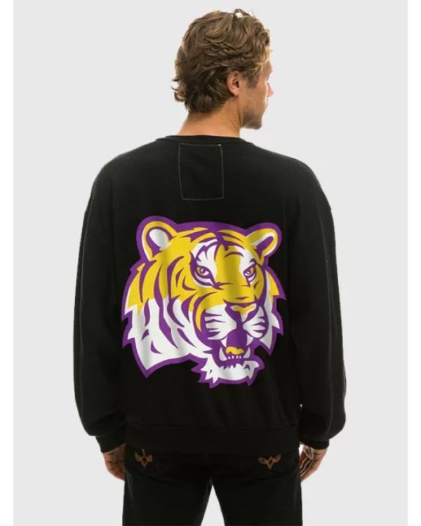 Relaxed Crewneck Black Fleece Sweatshirt