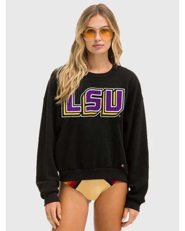 Relaxed Crewneck Black Fleece Sweatshirt