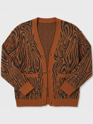 Bobby Moynihan NCIS Origins S3 Brown Swirl Print Cardigan