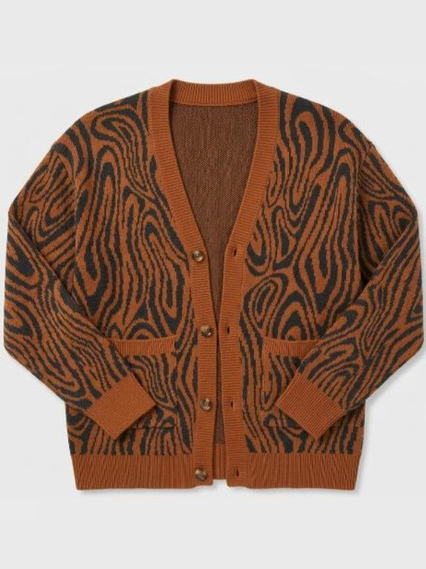 Bobby Moynihan NCIS Origins S3 Brown Swirl Print Cardigan