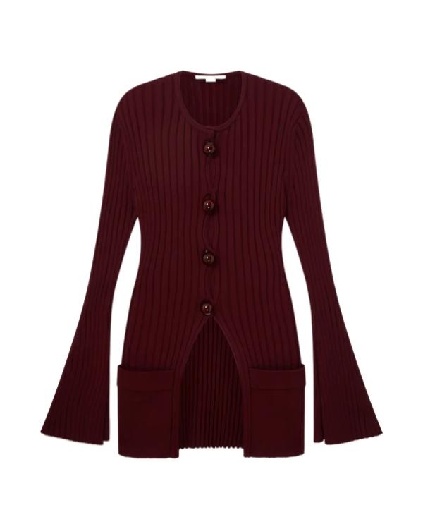 War S01 Sienna Miller Burgundy Ribbed Knit Cardigan - view 2