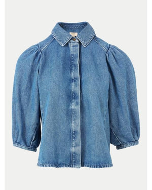 Coleen Rooney S01 Coleen Rooney Puff Sleeve Denim Shirt - view 2
