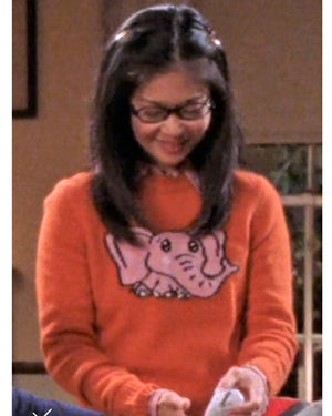 Gilmore Girls S03 Keiko Agena Elephant Print Orange Sweater