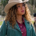Heartland S20 Kamaia Fairburn Faux Suede Studded Fringe Jacket