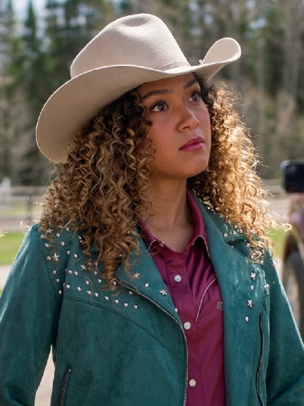 Heartland S20 Kamaia Fairburn Faux Suede Studded Fringe Jacket