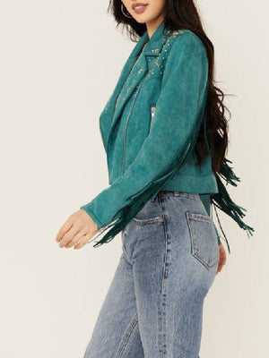 Heartland S20 Kamaia Fairburn Faux Suede Studded Fringe Jacket