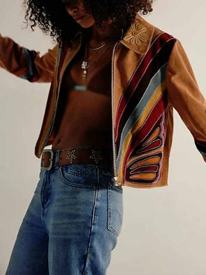 Days of Our Lives 2026 Ashley Puzemis Striped Suede Jacket - view 2