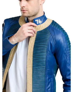 Fallout Vault Dweller Blue Leather Jacket - view 5