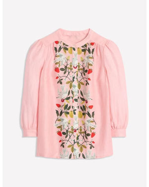 Marble Hall Murders S01 Claire Rushbrook Pink Embroidered Top