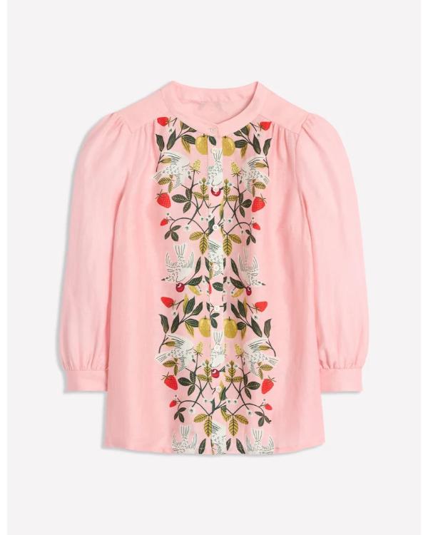 Marble Hall Murders S01 Claire Rushbrook Pink Embroidered Top