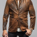 Marshals Season 2 Brown Washed Leather Blazer