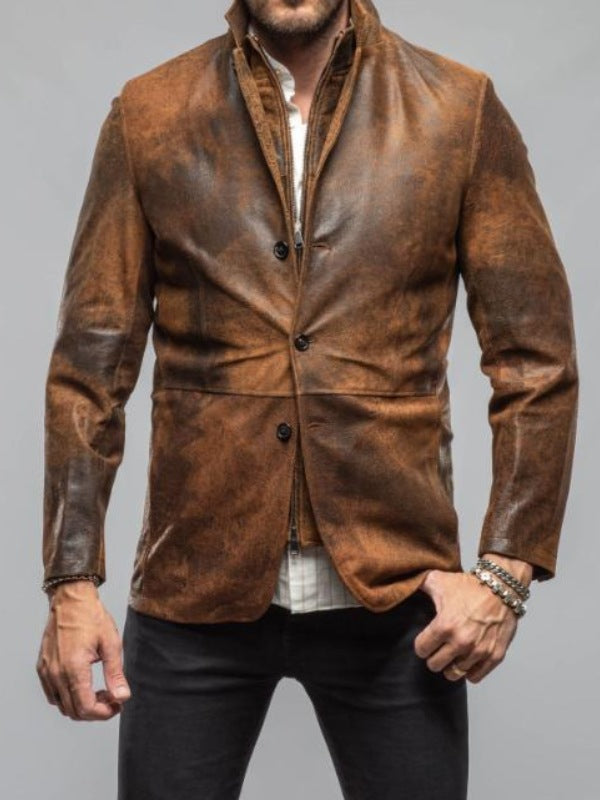 Marshals Season 2 Brown Washed Leather Blazer