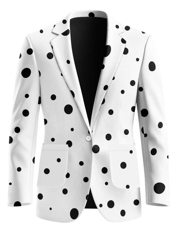 Casual White Polka Dot Blazer