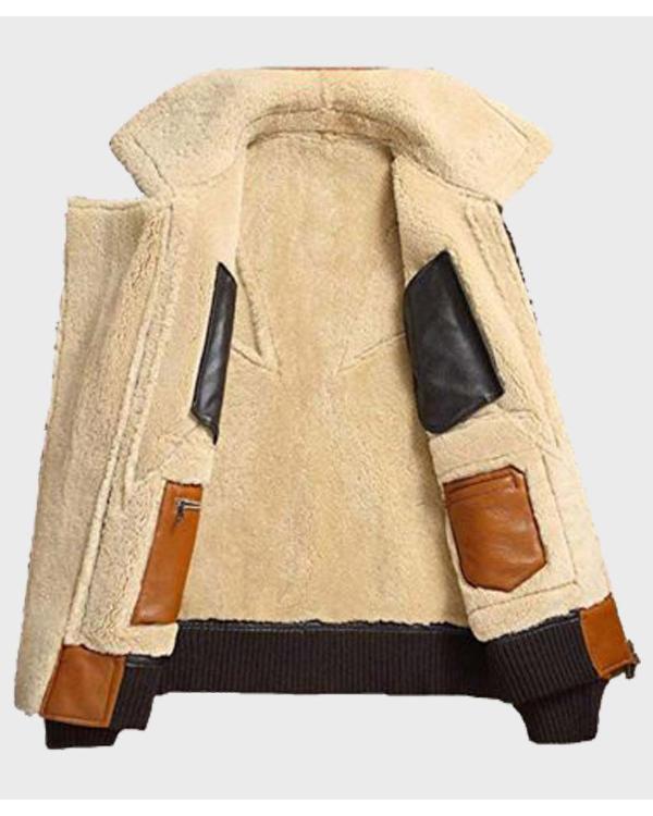 Men's Sheepskin Shearling Bomber Leather Jacket - view 4
