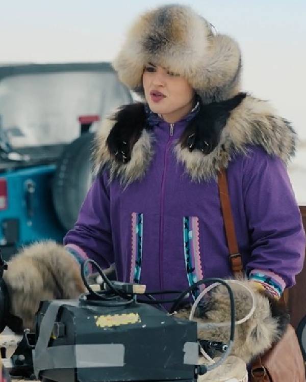 North Of North S02 Anna Lambe Purple Hooded Parka Coat