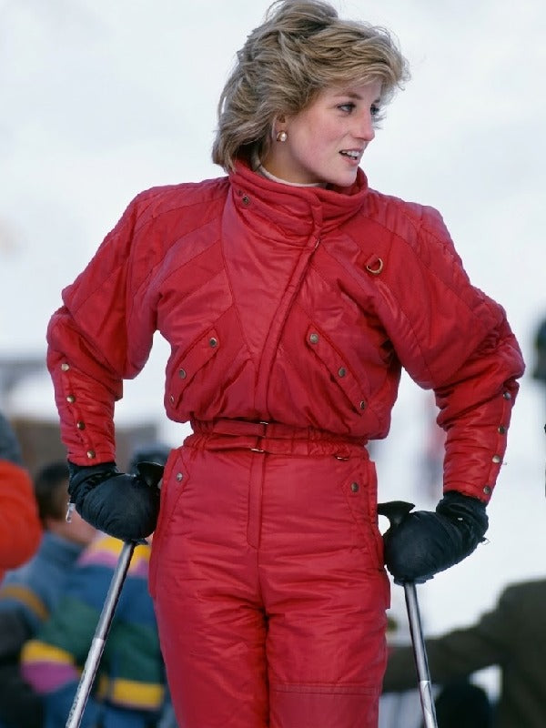 Princess Diana Red Ski Suit