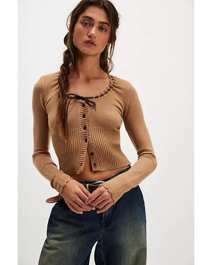 Heartland S20 Kamaia Fairburn Brown Bow Cardigan