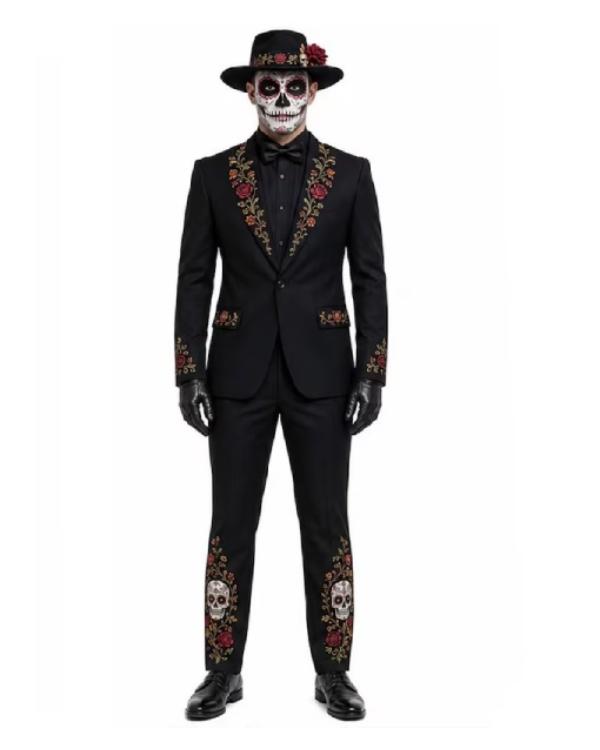 Day of The Dead Halloween Sugar Skull Tuxedo Suit - view 6
