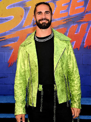 Street Fighter Premiere Seth Rollins Green Biker Jacket