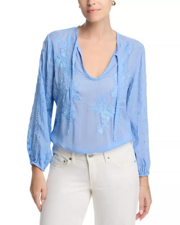 The Young And The Restless Sharon Case Blue Eyelet Top - view 2