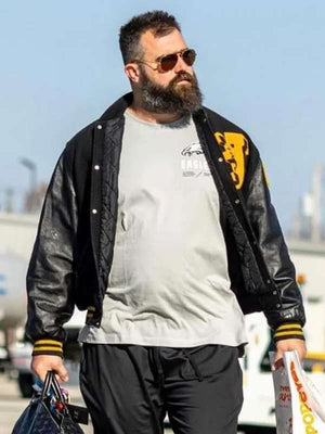 Jason Kelce High School Black Varsity Jacket - detail view