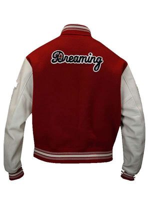 Pop Smoke Dreaming Red Varsity Jacket - back view