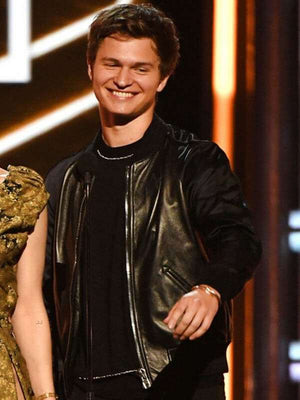 Ansel Elgort Varsity Jacket - back view
