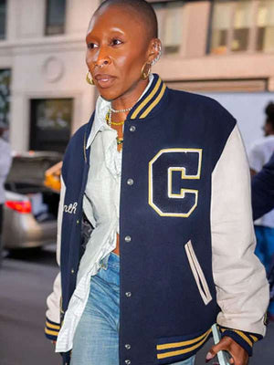 Cynthia Erivo NYC 2025 Varsity Jacket - back view