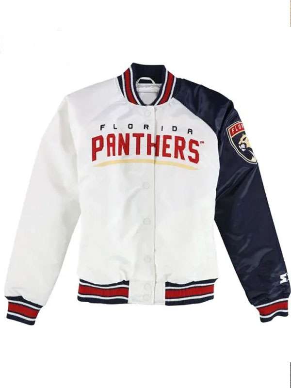 Florida Panthers White Varsity Jacket - side view