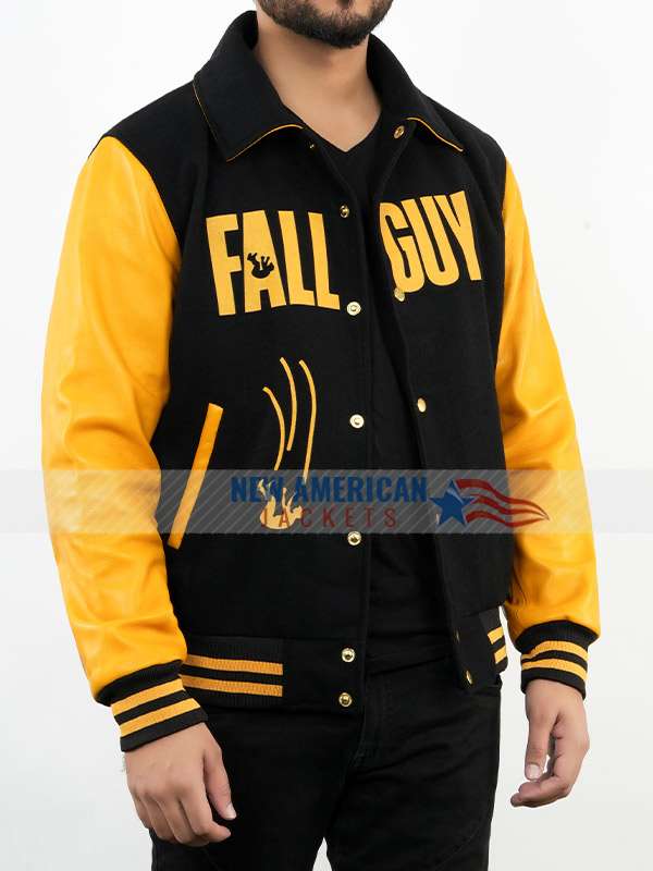 Ryan Gosling the Fall Guy Black and Yellow Varsity Jacket
