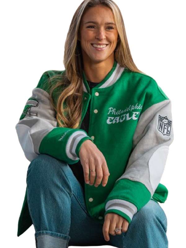 Kylie Kelce Philadelphia Eagles Varsity Jacket - side view