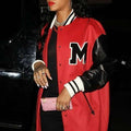 Rihanna Oversized Varsity Red and Black Jacket