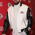 Travis Kelce Black and White Varsity Jacket