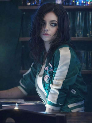 India Eisley Dead Money 2024 Green Varsity Jacket - back view